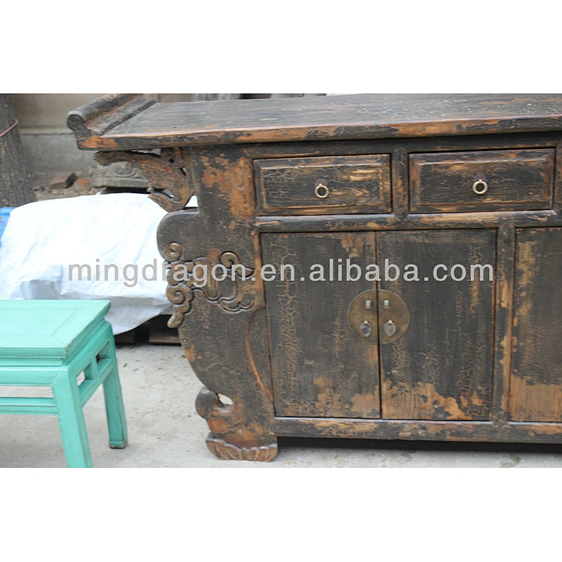 chinese antique black four drawer six door cabinet
