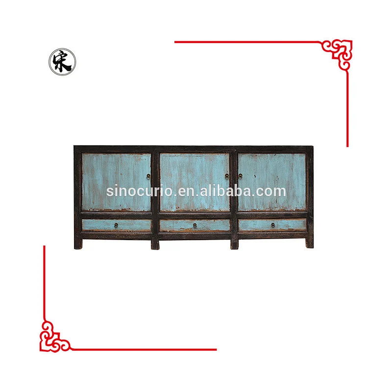 Wholesale Oriental shabby chic blue sideboard buffet furniture