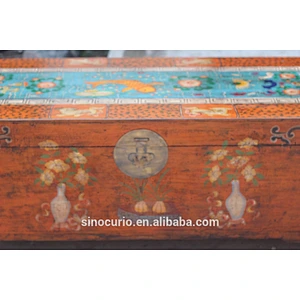 chinese antique painting storage chest coffee table