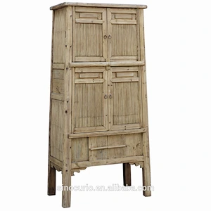Antique chinese bedroom natural wood armoire bamboo wardrobe