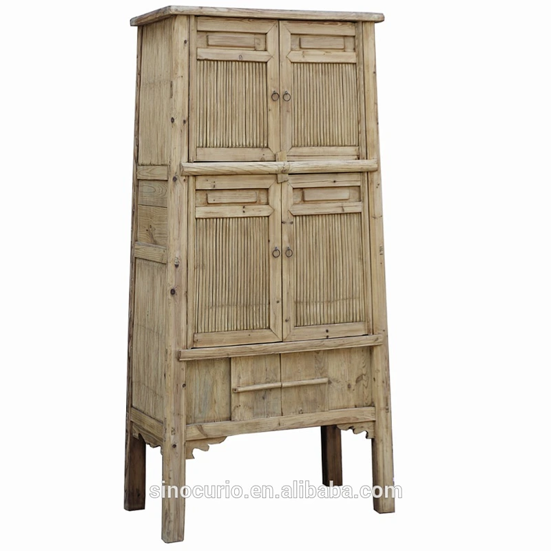 Antique chinese bedroom natural wood armoire bamboo wardrobe