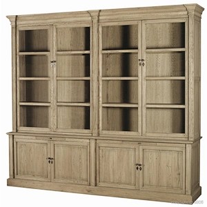European antique solid wood living room glass display furniture