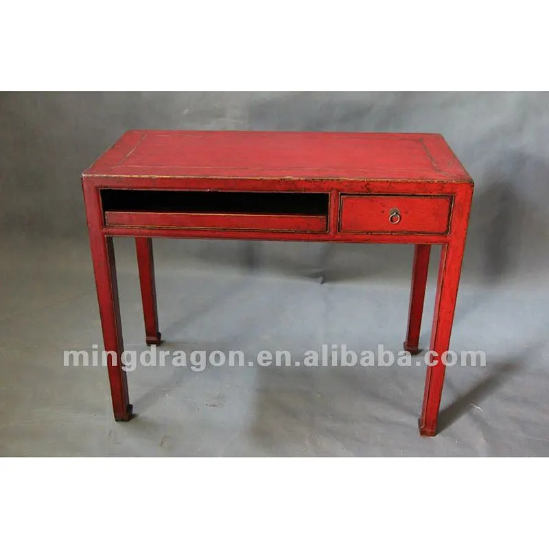 Chinese antique furniture pine wood red computer table