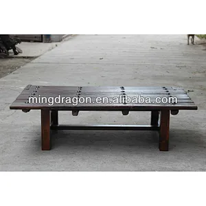 2014 Recycle Elm antique Furniture Iron coffee Table