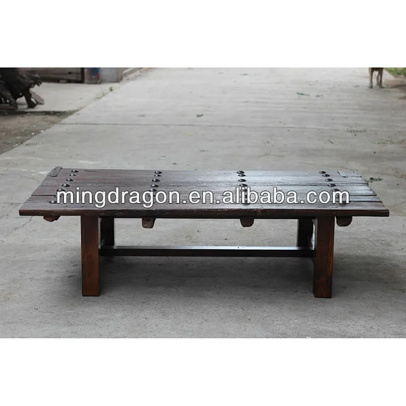 2014 Recycle Elm antique Furniture Iron coffee Table