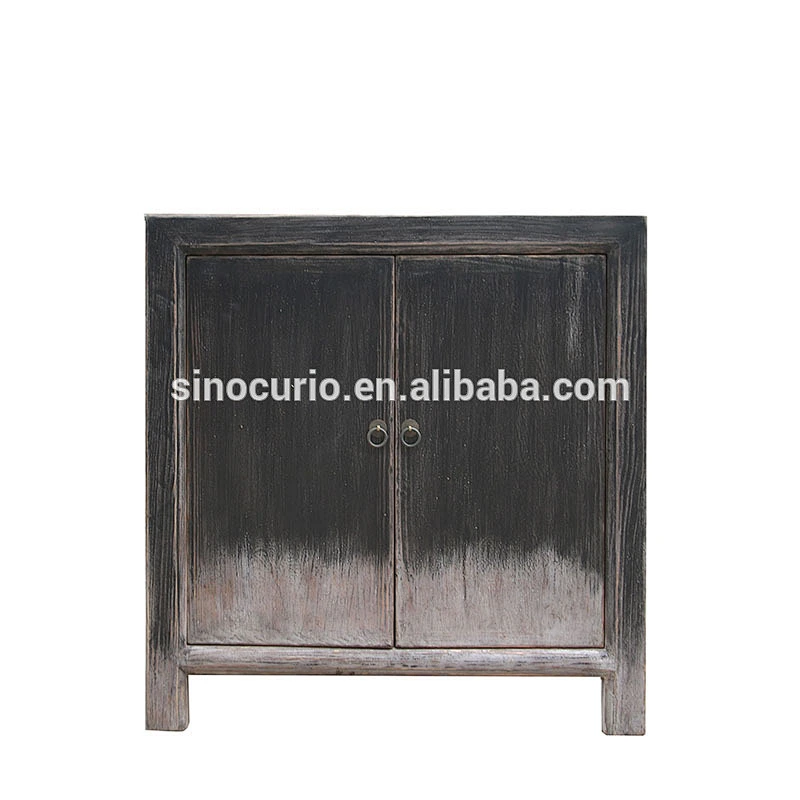 Oriental reproduction rustic distressed solid wooden shabby chic handmade curio cabinet