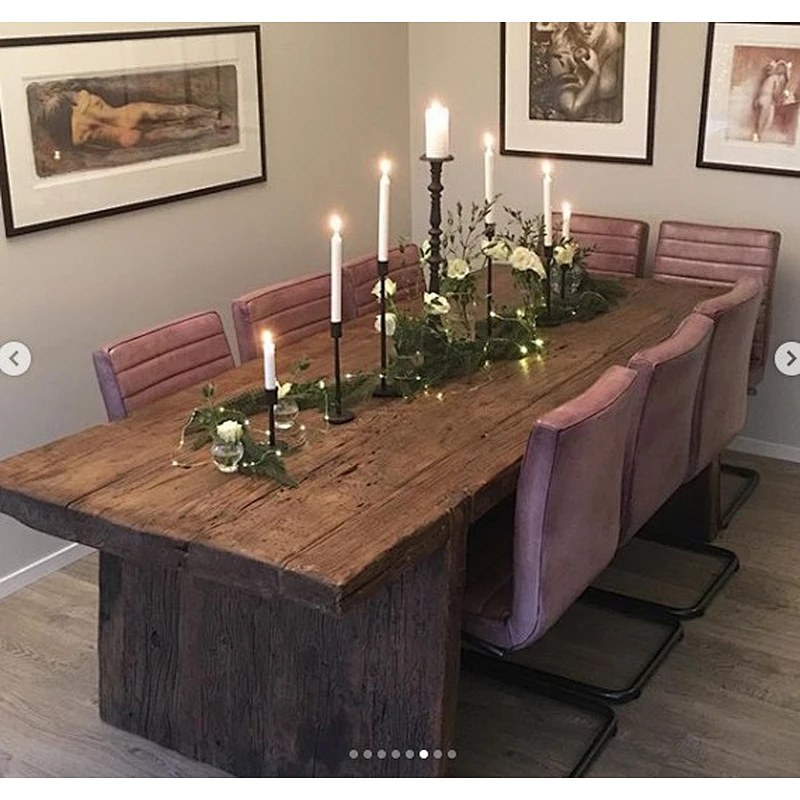 Chinese recycle antique vintage reclaimed solid wood natural dining table