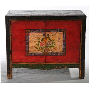 Chinese vintage wooden furniture distressed hand painted storage cabinet