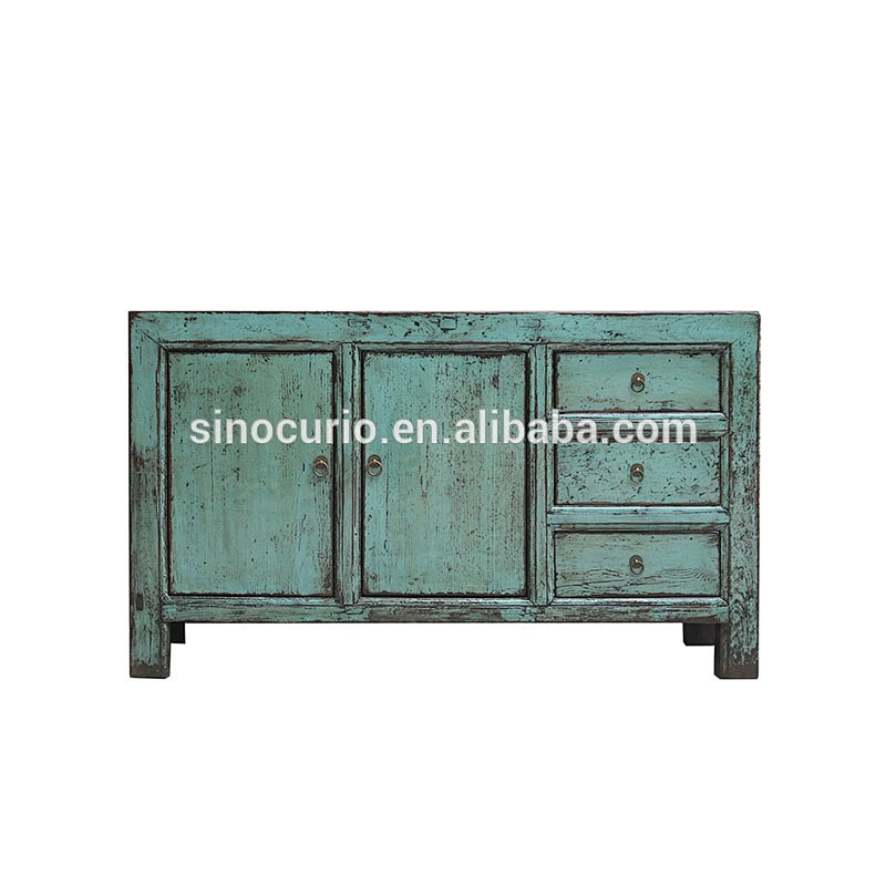 Oriental antique old lacquer furniture wood sideboard drawer storage cabinet