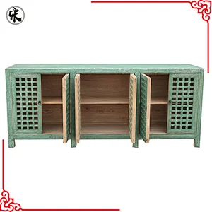 Beijing reproduction shabby chic green sideboard buffet vintage furniture