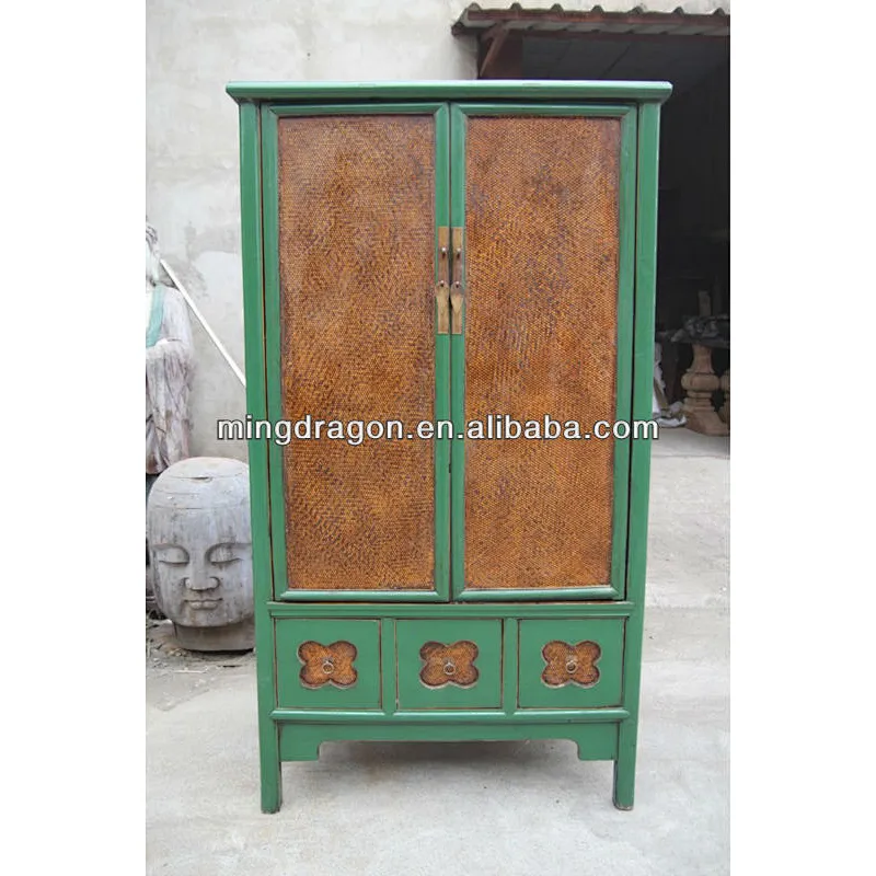 Chinese antique big carved painted wooden wardrobe