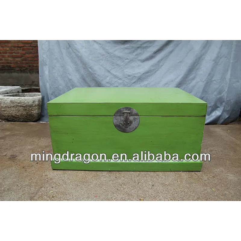 cinese antique furniture traditional style antique trunk .green box