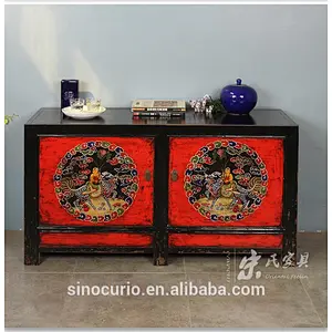 Chinese antique wooden lacquer furniture hand painted cabinet