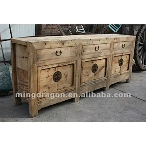Chinese antique furniture pine wood Gansu natual Six Door Three Drawer Cabinet