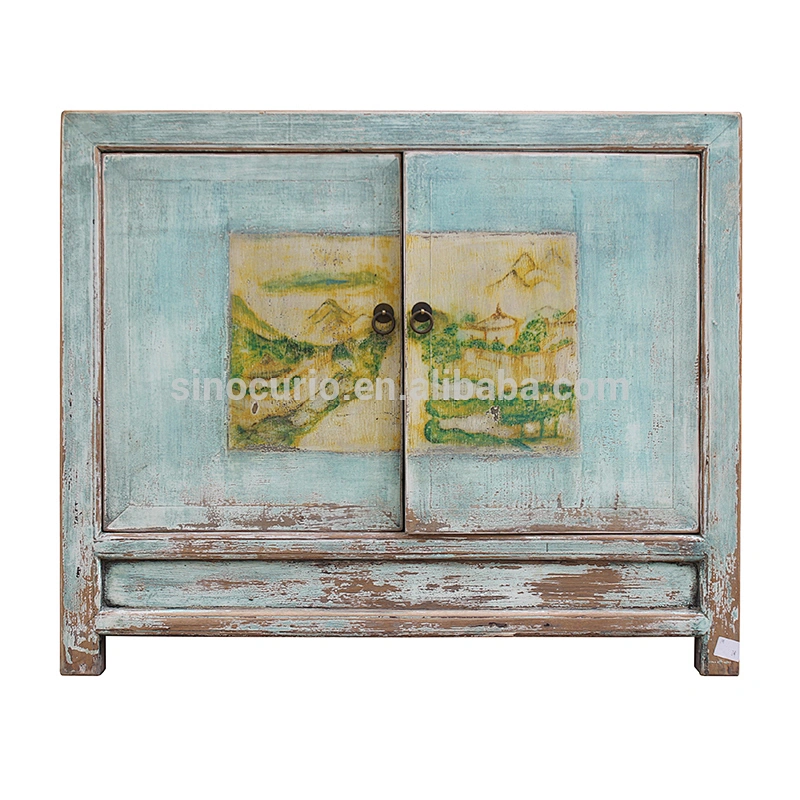 chinese antique living room furniture reclaimed wood 2doors sideboard cabinet