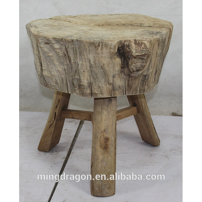 Antique Vintage shabby chic original tree trunk stool