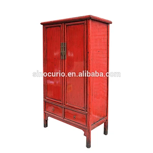 antique red Chinese antique production wedding cabinet wardrobe furniture