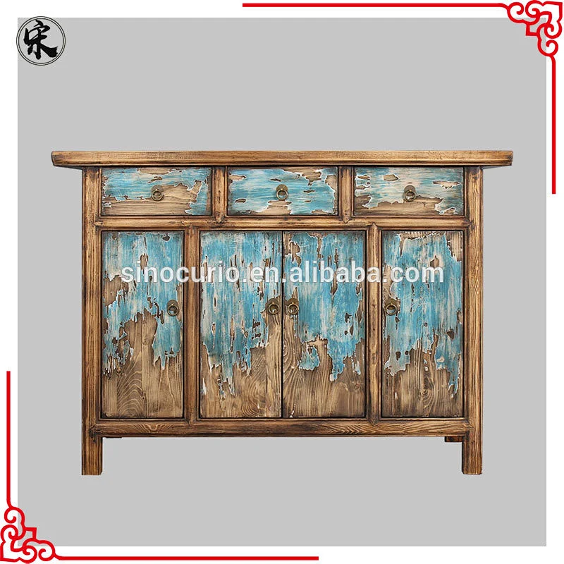 Chinese reproduction solid wood rustic sideboard- distressed furniture stores