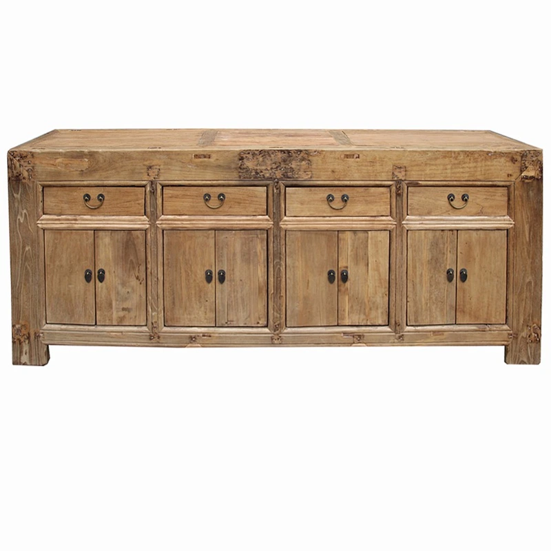 Chinese Antique Reclaimed Wood Kitchen Sideboard Recycled Wood Polished Natural Furniture