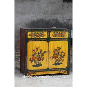 Reproduction Antique Asian Style Painted Cabinet