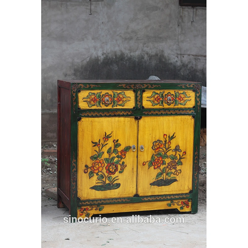 Reproduction Antique Asian Style Painted Cabinet