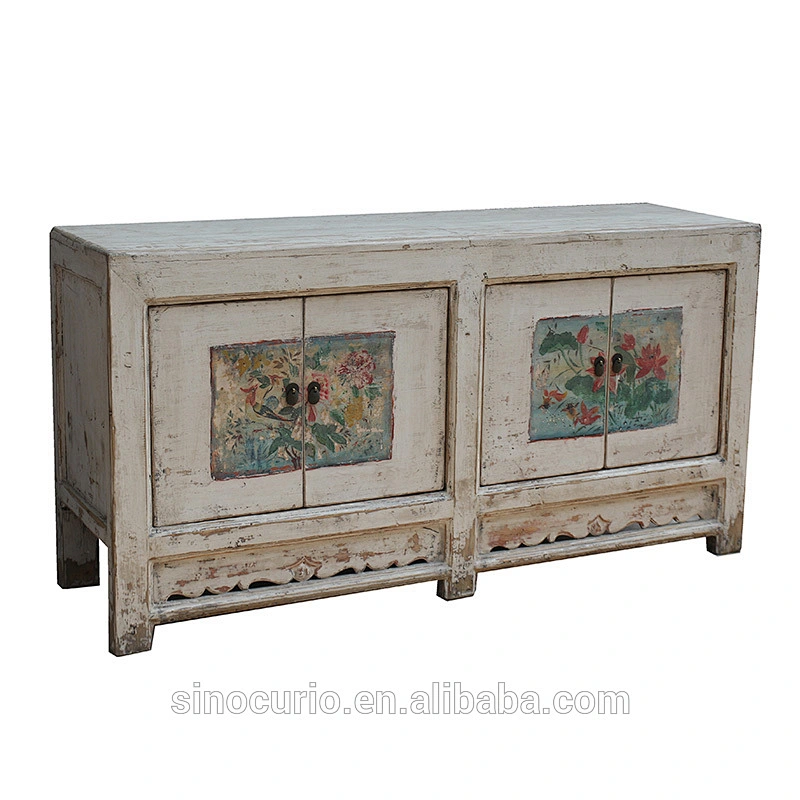 Chinese antique classic reproduction white-washed painted sideboard furniture table