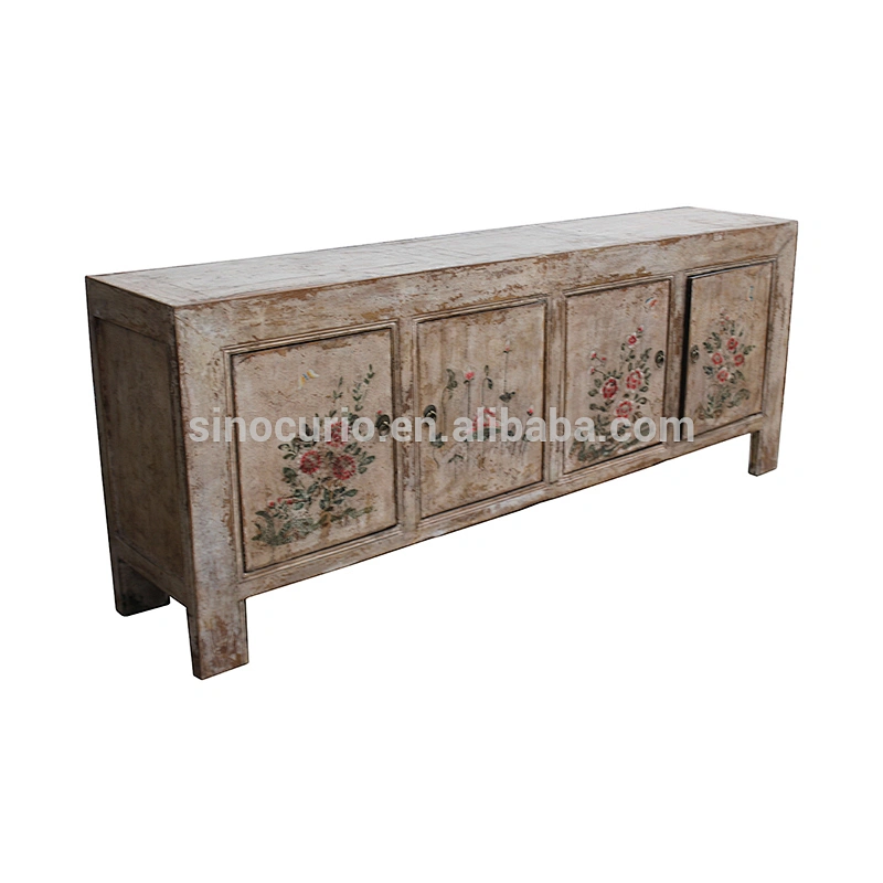 Chinese antique restored furniture hand painted shabby chic sideboard