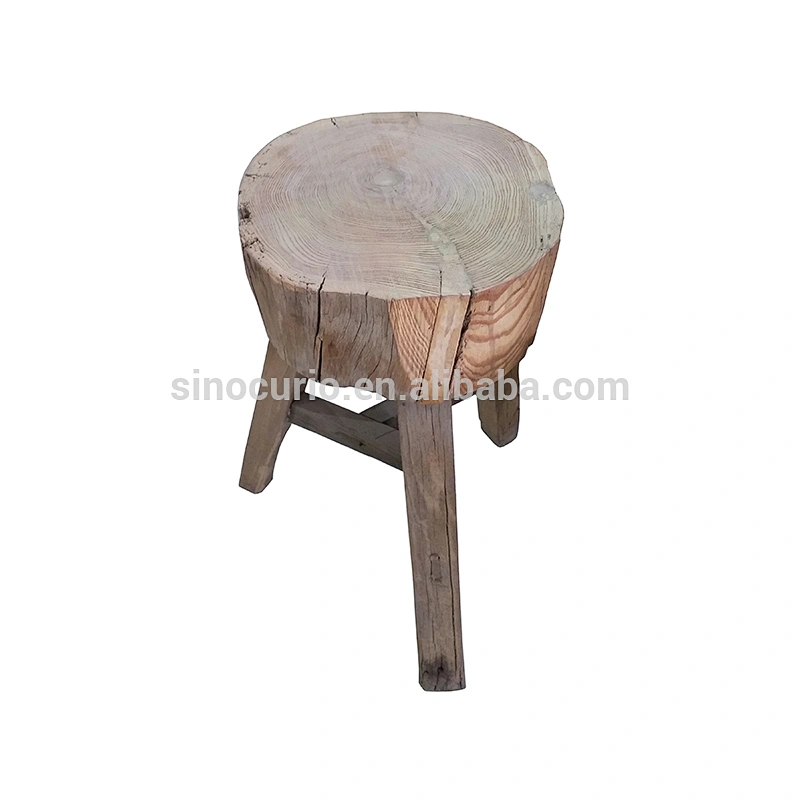 Chinese antique rustic furniture recycled thick wood stool