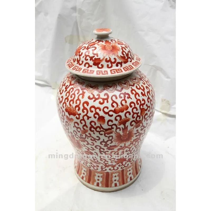 Chinese antique ceramic& porcelain red & white flower pots
