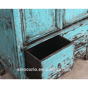 Vintage handmade distressed solid wood furniture wardrobe