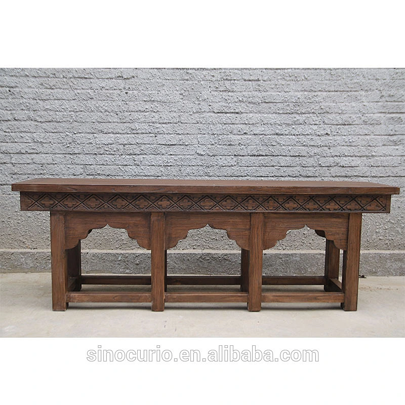 Reproduction Chinese vintage hand carved solid wood pine furniture living room benches