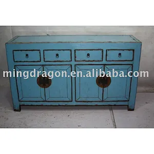 Blue four drawer four door cabinet