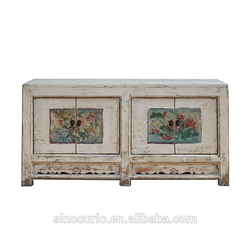 Chinese antique classic reproduction white-washed painted sideboard furniture table