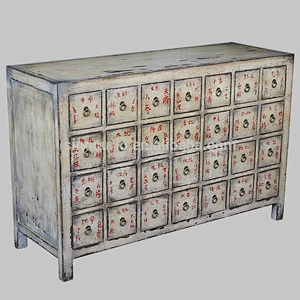 Chinese antique furniture- many drawers distressed medicine cabinet
