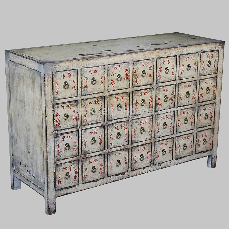 Chinese antique furniture- many drawers distressed medicine cabinet