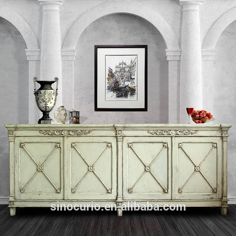 Antique Reproduction Buffet Painted shabby chic Sideboard European Vintage Cupboard French Style Cabinet