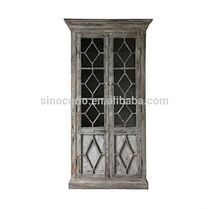 wholesale distressed furniture rustic reclaimed wood furniture display glass cabinet