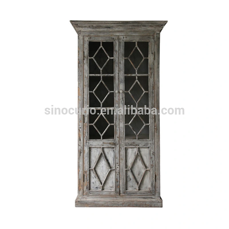 wholesale distressed furniture rustic reclaimed wood furniture display glass cabinet