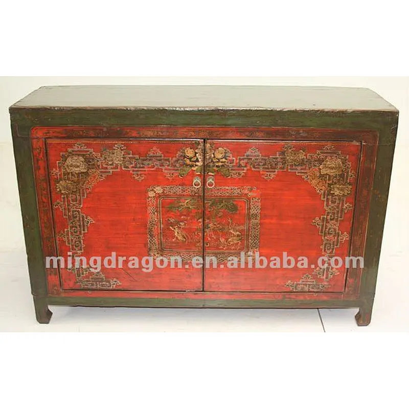 Chinese antique furniture red pine wood Mongolia Cabinet