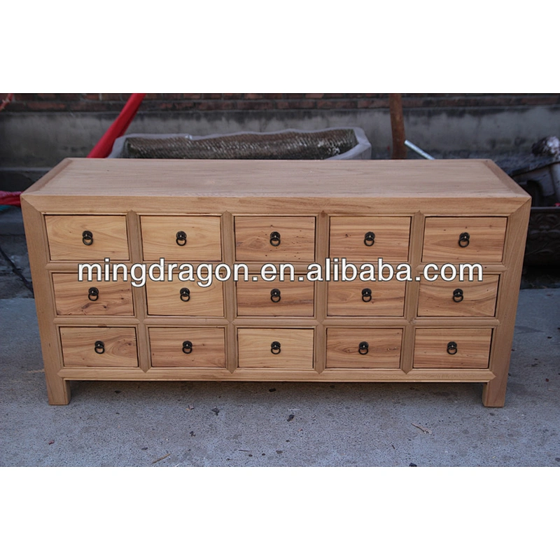 Chinese antique natural recycle solid wood filling cabinet with many drawers