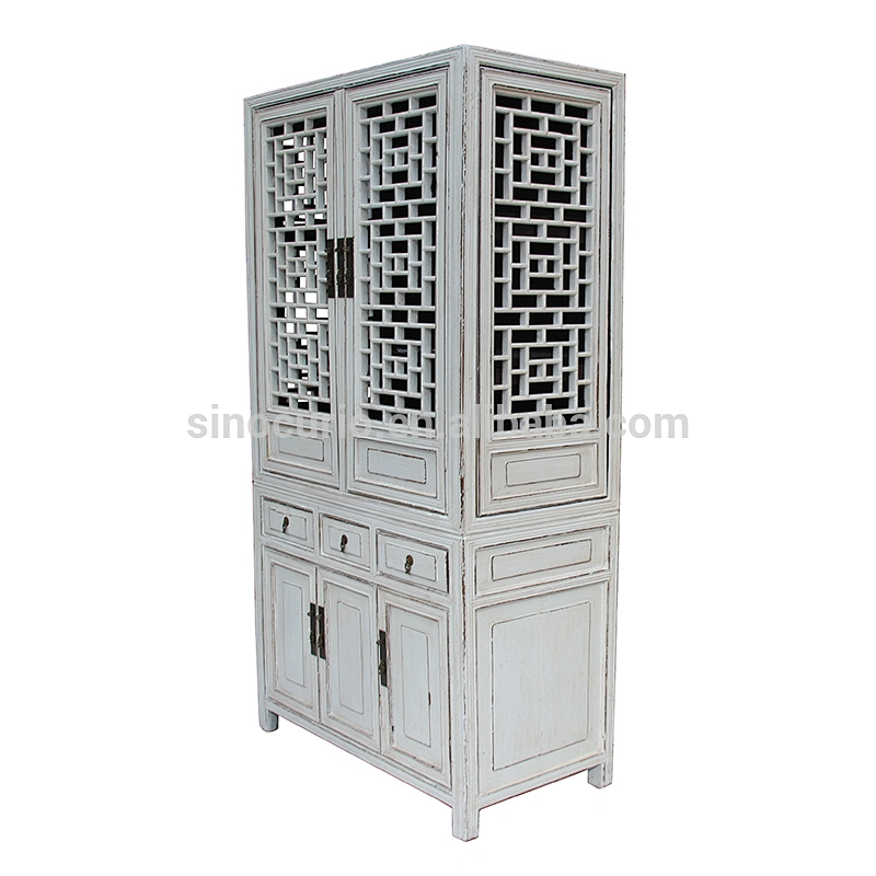shabby chic kitchen cabinet Solid Wood Carving Antique Furniture
