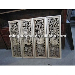 Chinese antique wood caved screen