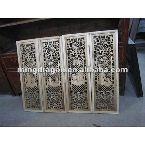 Chinese antique wood caved screen