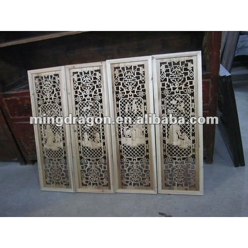 Chinese antique wood caved screen