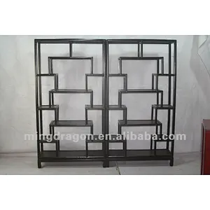 Chinese antique furniture Black Shanxi pine wood bookshelf