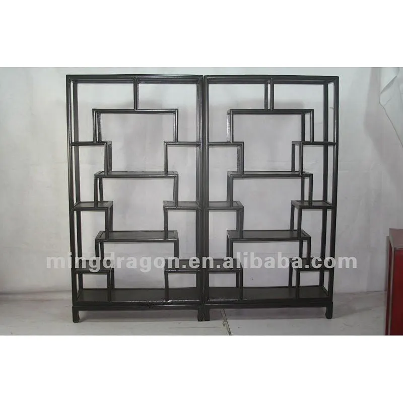 Chinese antique furniture Black Shanxi pine wood bookshelf