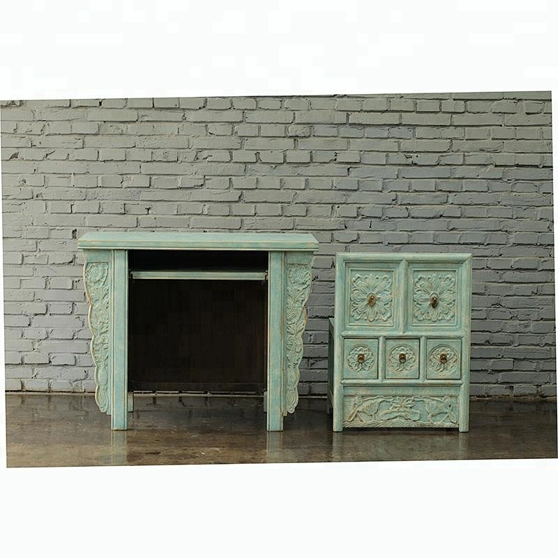 Chinese Ming style reproduction solid wood carving computer writing desk for wholesale