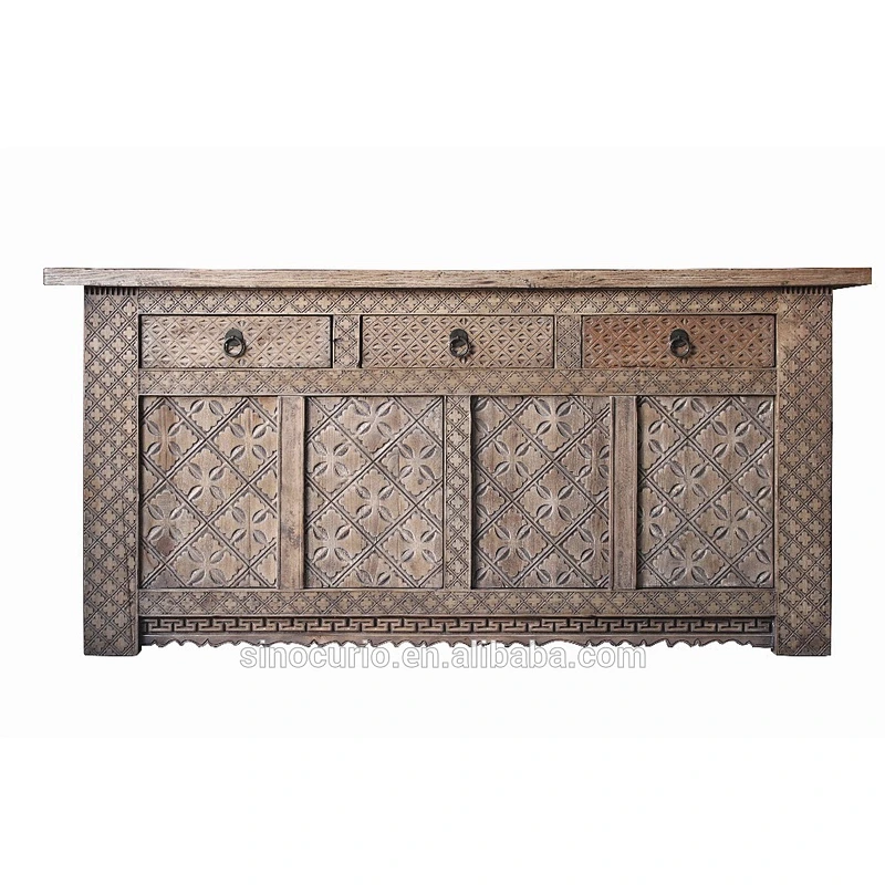 chinese antique oriental style wood carved cabinet