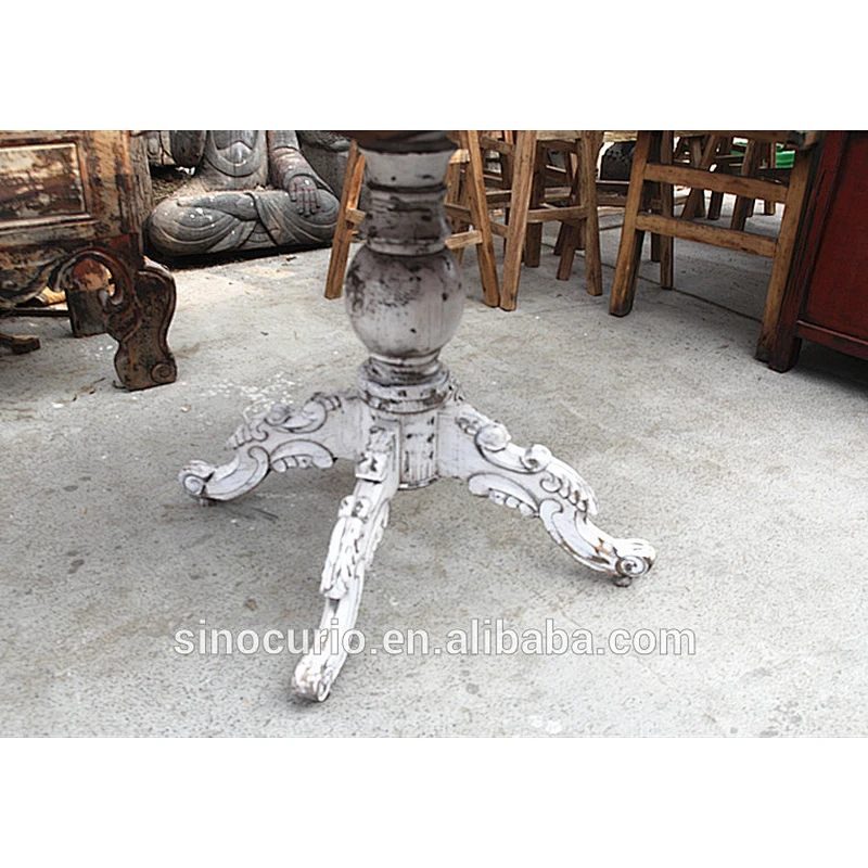 Europe French Antique Vintage Rustic Furniture Round Wood Dining Table