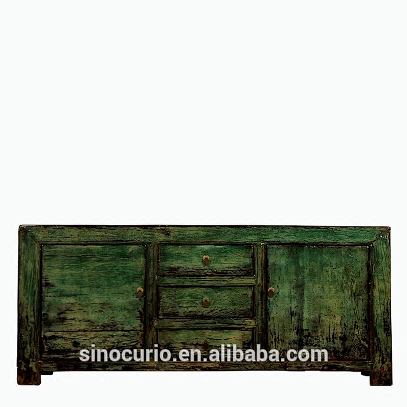Antique Chinese Glossy Lacquer Wooden Sideboard